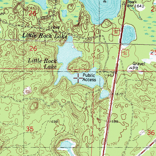 Topographic Map of Little Rock Lake, WI