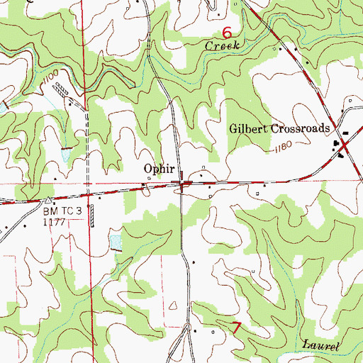 Topographic Map of Ophir, AL