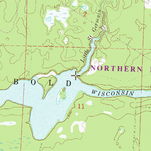 Topographic Map of Little Saint Germain Creek, WI