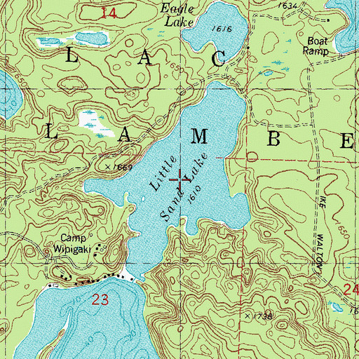 Topographic Map of Little Sand Lake, WI
