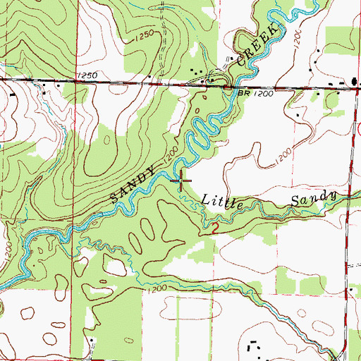 Topographic Map of Little Sandy Creek, WI