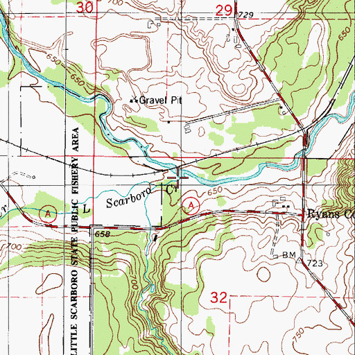 Topographic Map of Little Scarboro Creek, WI
