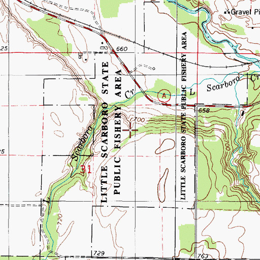 Topographic Map of Little Scarboro State Public Fishery Area, WI