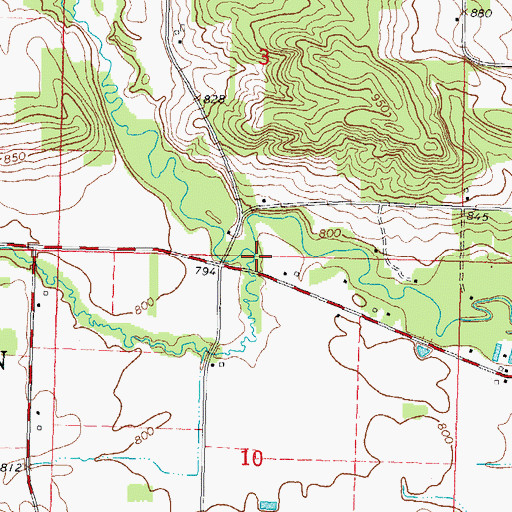 Topographic Map of Little Silver Creek, WI