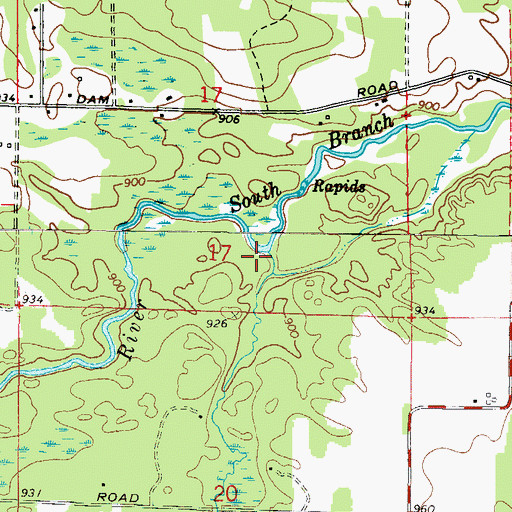 Topographic Map of Little South Branch Pike River, WI