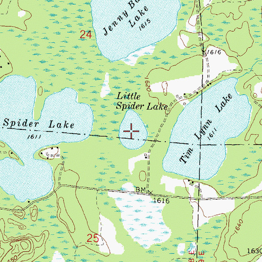 Topographic Map of Little Spider Lake, WI