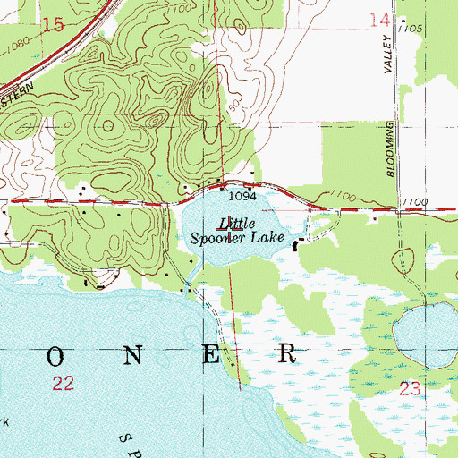 Topographic Map of Little Spooner Lake, WI