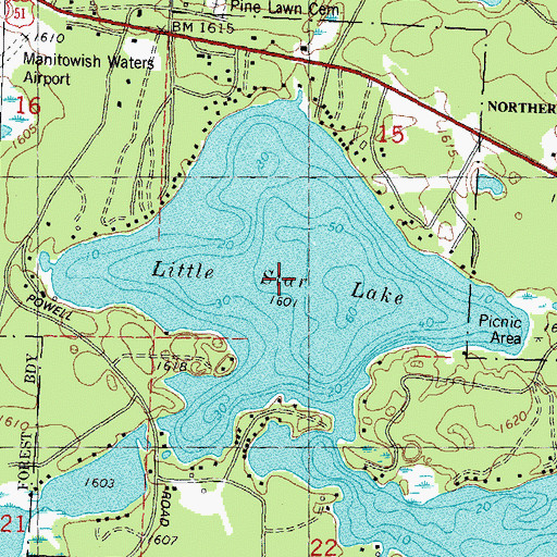 Topographic Map of Little Star Lake, WI