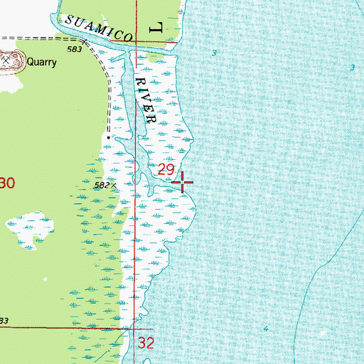 Topographic Map of Little Suamico River, WI