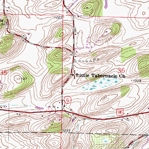 Topographic Map of Little Tabernacle Church, WI