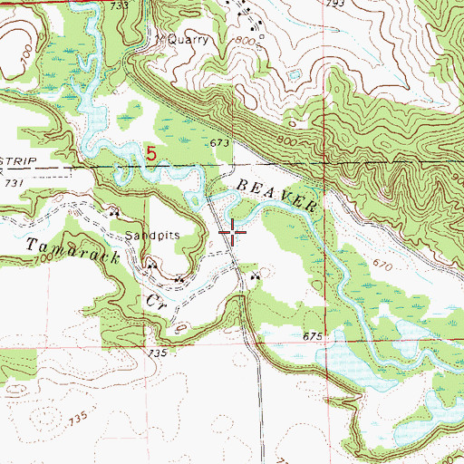 Topographic Map of Little Tamarack Creek, WI