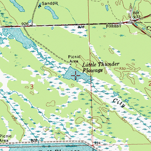 Topographic Map of Little Thunder Flowage, WI