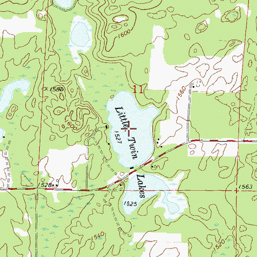Topographic Map of Little Twin Lakes, WI