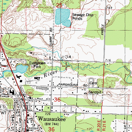 Topographic Map of Little Wausaukee Creek, WI