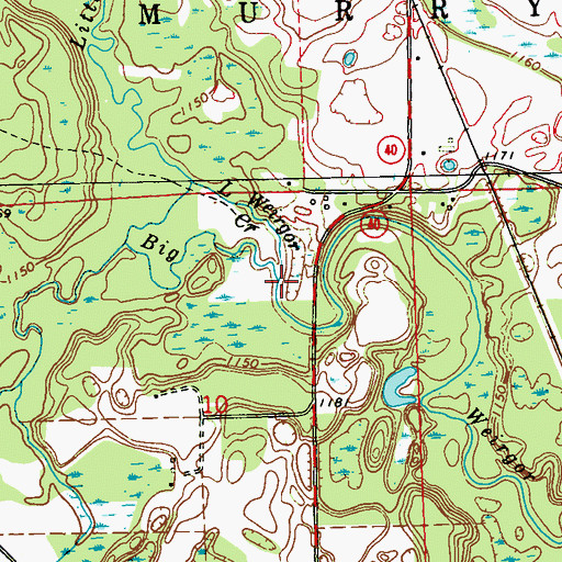 Topographic Map of Little Weirgor Creek, WI
