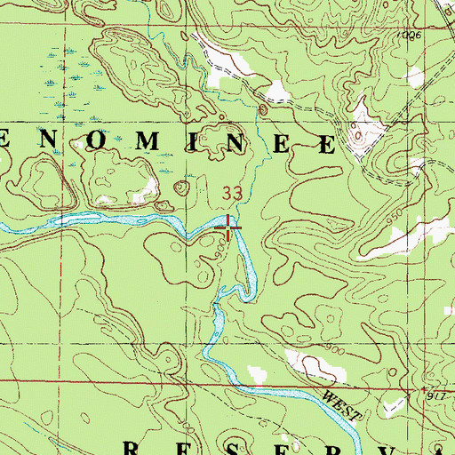 Topographic Map of Little West Branch Creek, WI