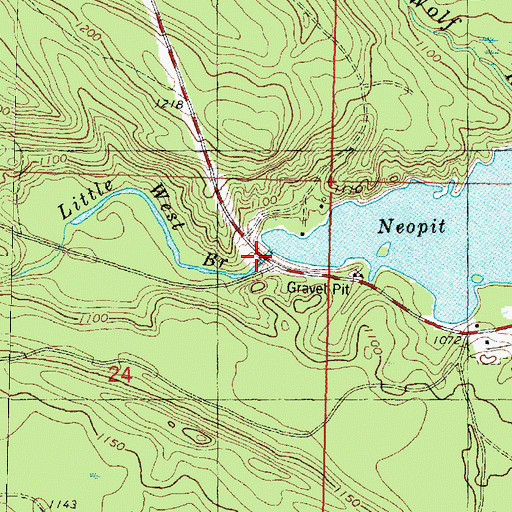 Topographic Map of Little West Branch Wolf River, WI
