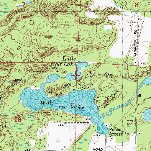 Topographic Map of Little Wolf Lake, WI