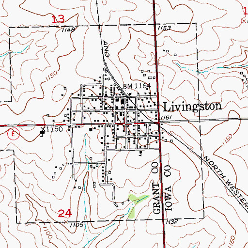 Topographic Map of Livingston, WI