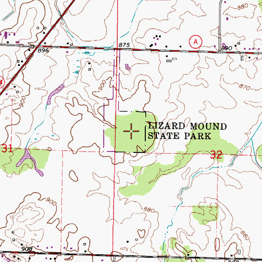 Topographic Map of Lizard Mound State Park, WI