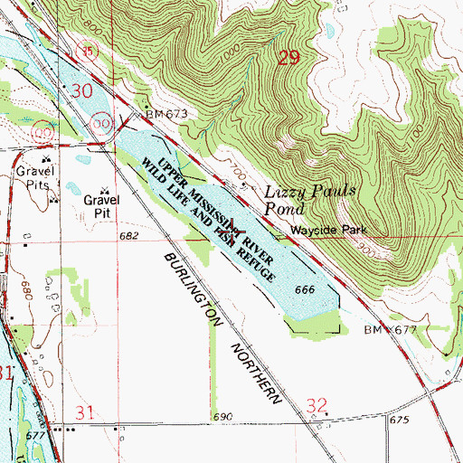 Topographic Map of Lizzy Pauls Pond, WI