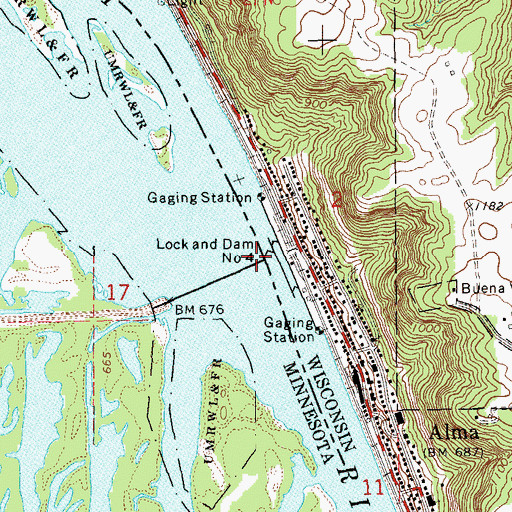 Topographic Map of Lock and Dam Number 4, WI