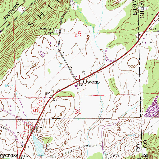 Topographic Map of Owens, AL