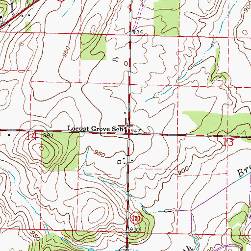 Topographic Map of Locust Grove School, WI