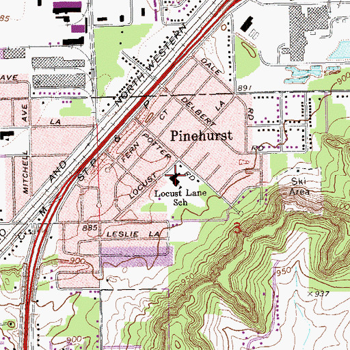 Topographic Map of Locust Lane Elementary School, WI