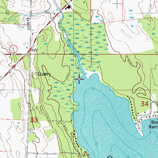 Topographic Map of Logan Creek, WI