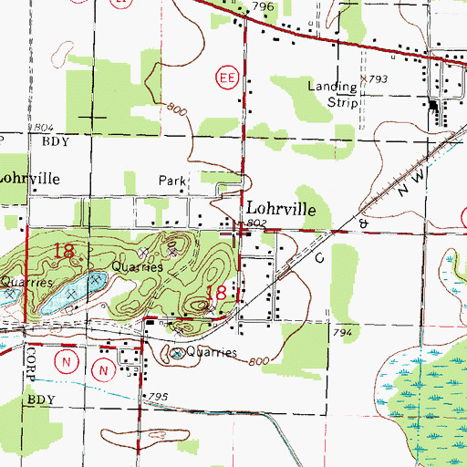Topographic Map of Lohrville, WI