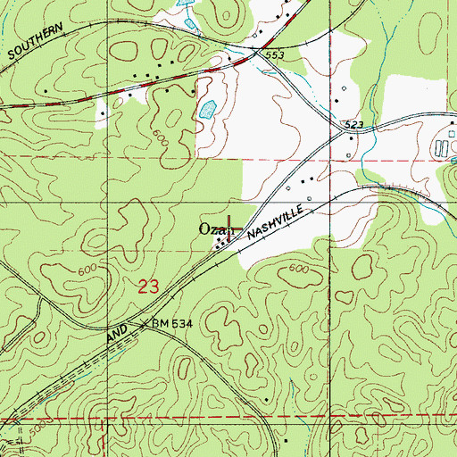 Topographic Map of Ozan, AL