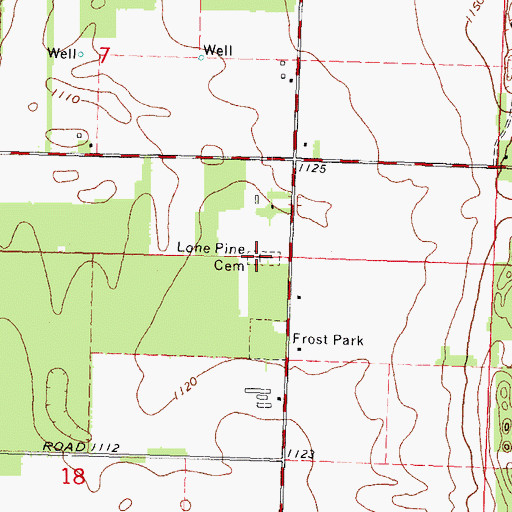 Topographic Map of Lone Pine Cemetery, WI