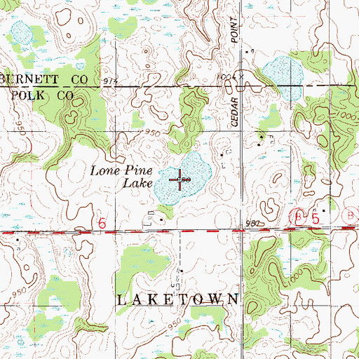 Topographic Map of Lone Pine Lake, WI