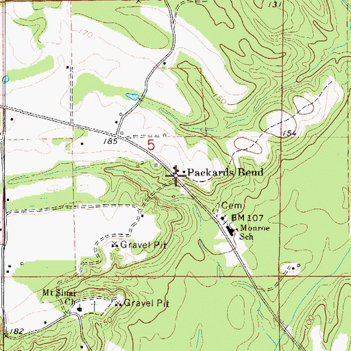 Topographic Map of Packards Bend, AL