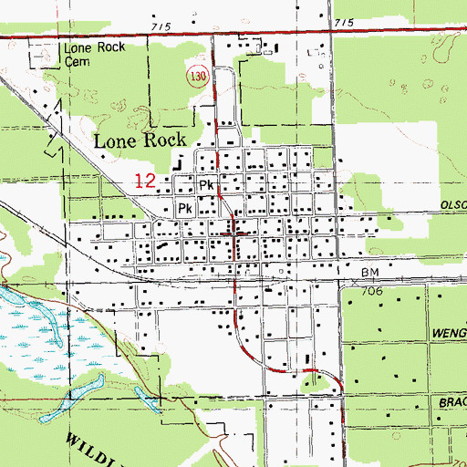 Topographic Map of Lone Rock, WI