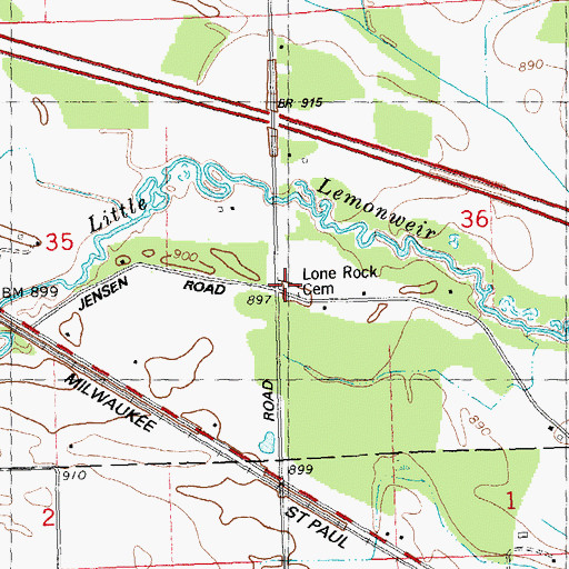 Topographic Map of Town of Orange Cemetery, WI