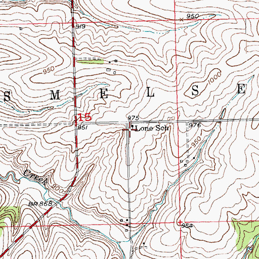 Topographic Map of Lone School, WI