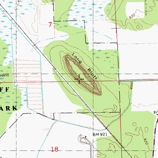 Topographic Map of Long Bluff, WI