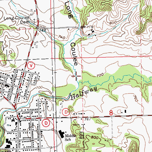 Topographic Map of Long Coulee, WI