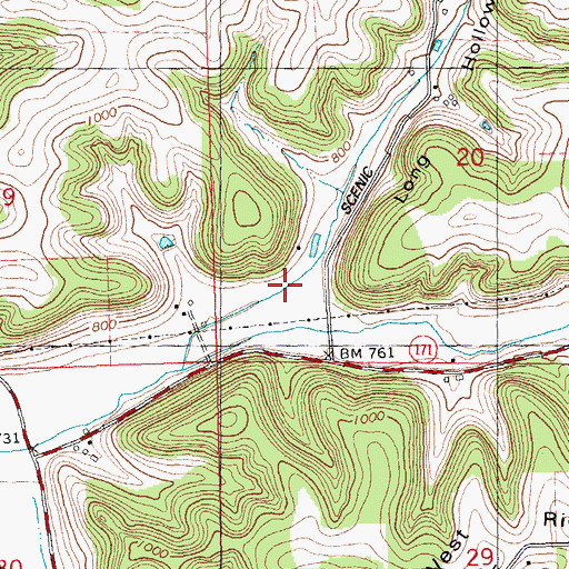 Topographic Map of Long Hollow, WI