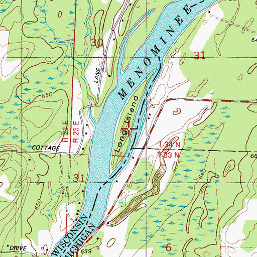 Topographic Map of Long Island, WI