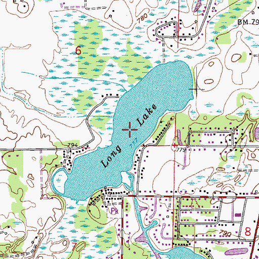 Topographic Map of Long Lake, WI