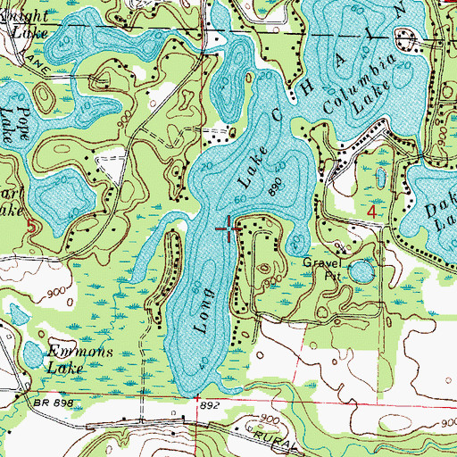 Topographic Map of Long Lake, WI