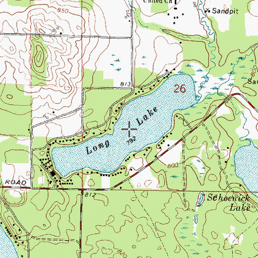 Topographic Map of Long Lake, WI