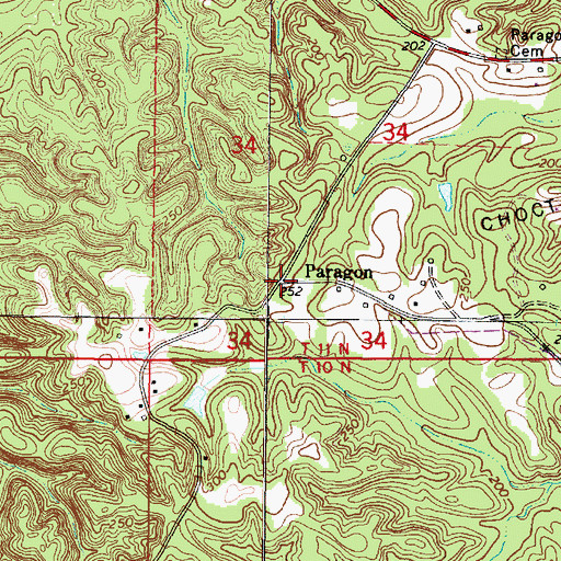 Topographic Map of Paragon, AL