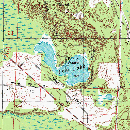 Topographic Map of Long Lake, WI