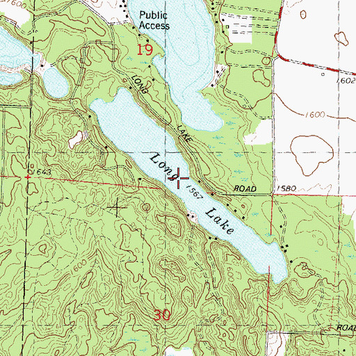 Topographic Map of Long Lake, WI