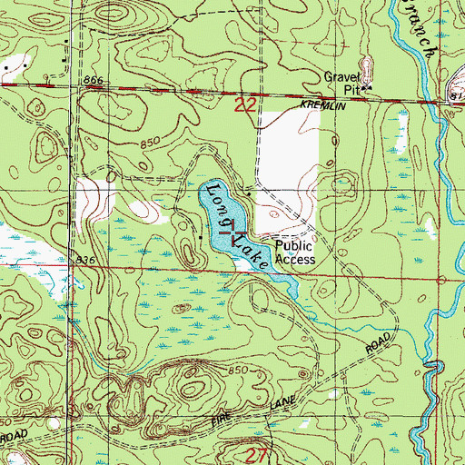 Topographic Map of Long Lake, WI
