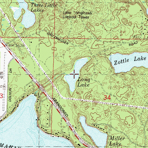 Topographic Map of Long Lake, WI